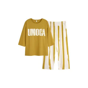 Sha Qian Pajama Set Summer Women's Deep Mustard Yellow