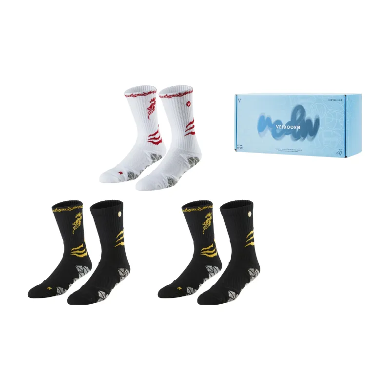 VEIDOORN Year Of The Dragon Series Basketball Socks Unisex Black Gold-16