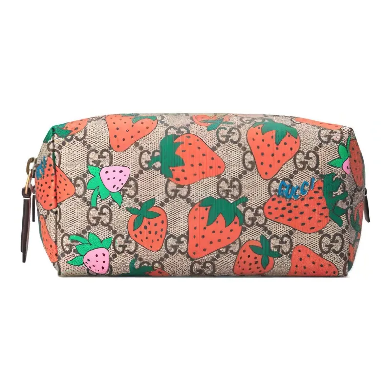 GUCCI Canvas With Leather Makeup Bags Toiletry Bags Clutches Mini Women's Brown-1