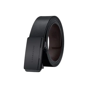 Old Man's Head Business Advanced Touch Solid Color Unique Design Automatic Buckle Cow Leather Leather Belts Men's 3.3CM