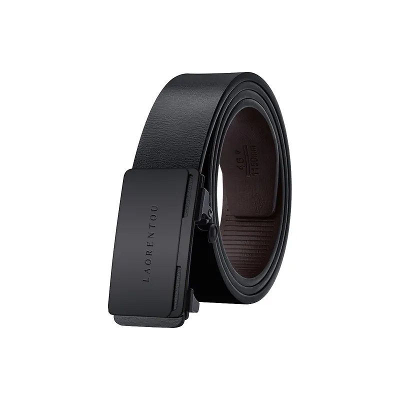Old Man's Head Business Advanced Touch Solid Color Unique Design Automatic Buckle Cow Leather Leather Belts Men's 3.3CM-0