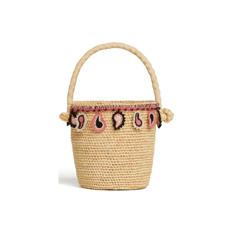 Alanui Paisley appliqué Raffia Basket Bag-3
