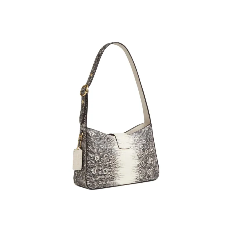 COACH Eliza Leather Handbag Shoulder Bag Medium Size Women's Gold & Natural-1