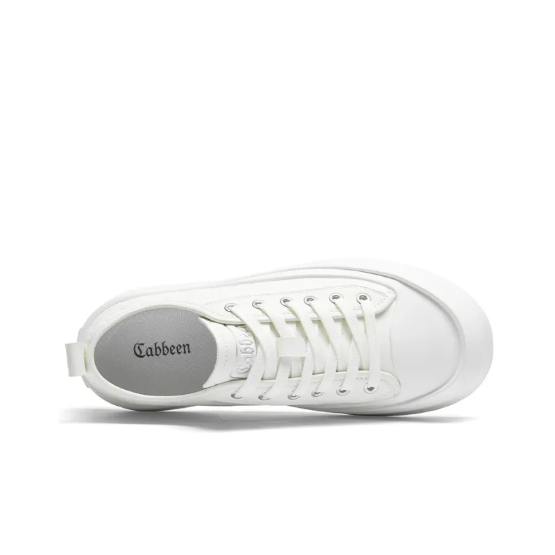 Cabbeen Preppy Big Head White Shoes Wear-Resistant Slip-Resistant Low-Top Skateboard Shoes Men's White-3