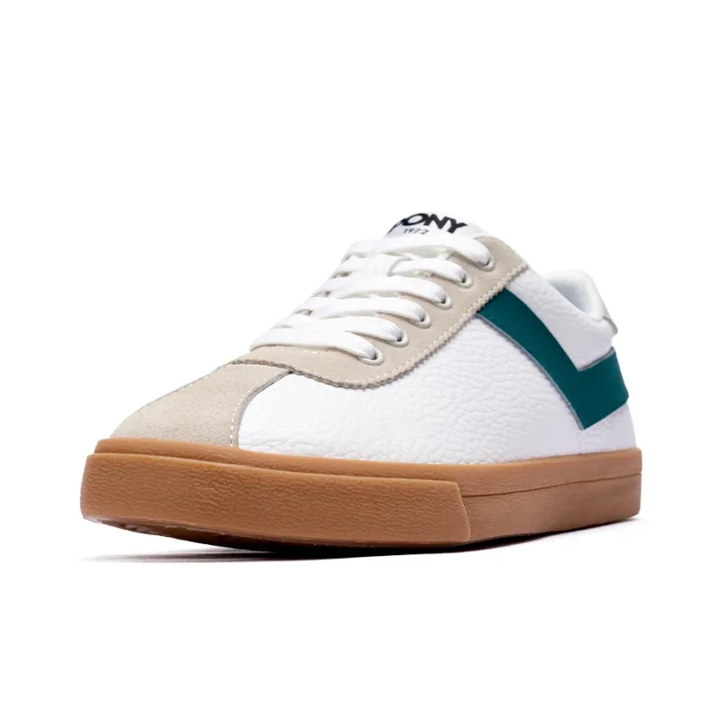 PONY Wear resistant And Lightweight Low Top Skateboard Shoes Unisex Beige Green-1