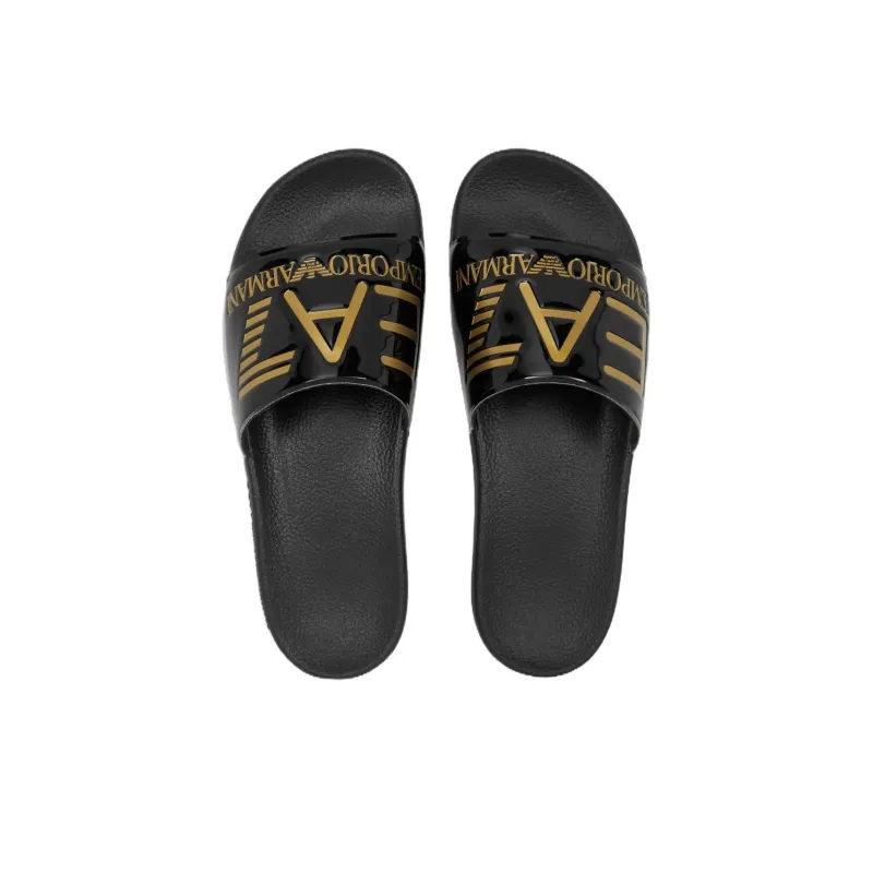 EMPORIO ARMANI EA7 Rubber Sole Odor Resistant Slide Slippers Unisex Black-4