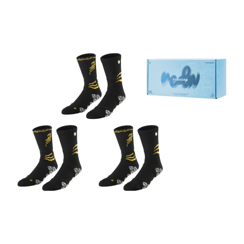VEIDOORN Year Of The Dragon Series Basketball Socks Unisex Black Gold-4