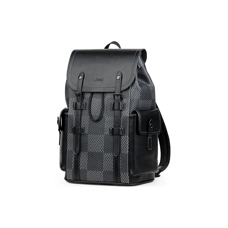 Jeep Synthetic Leather Backpack Regular Unisex Black-1