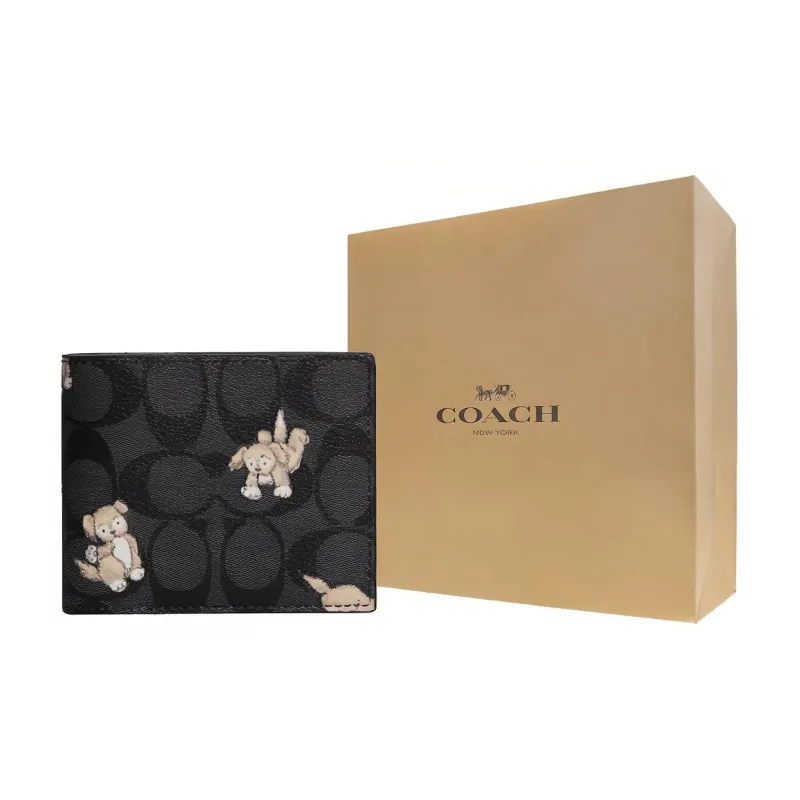 COACH 3 IN 1 Wallet Signature Coated Canvas Card Holder, Wallet Regular Men's Black-3