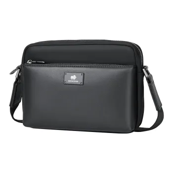 BISON DENIM Nylon Fabric Crossbody Bag Shoulder Bag Men's Black