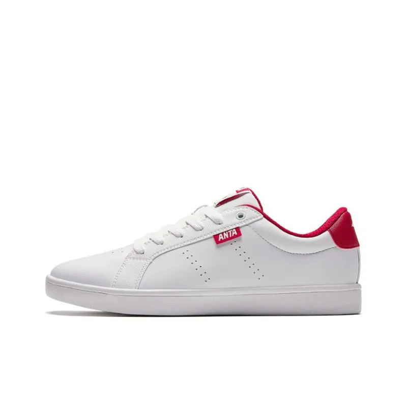 Anta Anti Slip Wear Resistant Low Top Skateboard Shoes Men's White Red-0