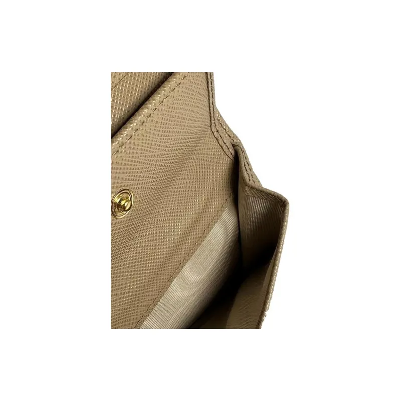 PRADA Leather Wallet Women's Camel-5
