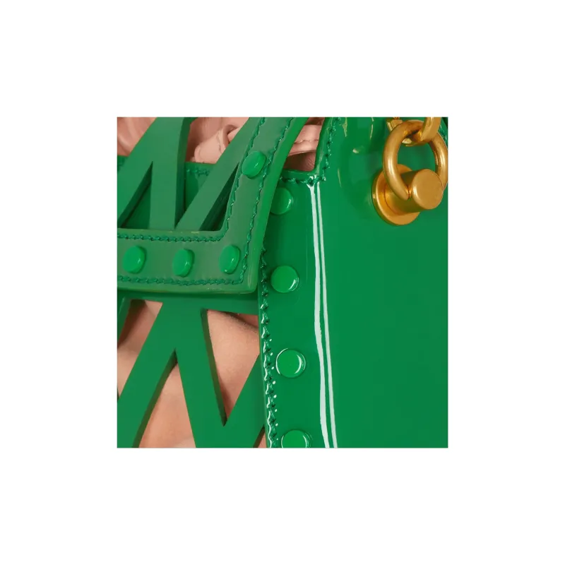 BALMAIN B BUZZ Patent Leather Handbag, Shoulder Bag, Crossbody Bag Women's Green-4