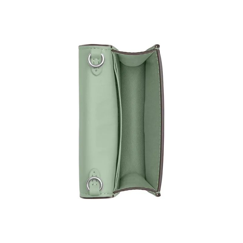 COACH Lizard Embossed Leather Shoulder Bag, Crossbody Bag, Wallet Mini Women's Silver & Light Green-2