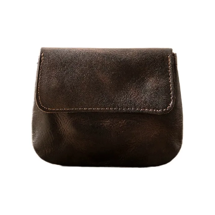 Back Step Top Grain Cow Leather Coin Purse Unisex Multicolor-5