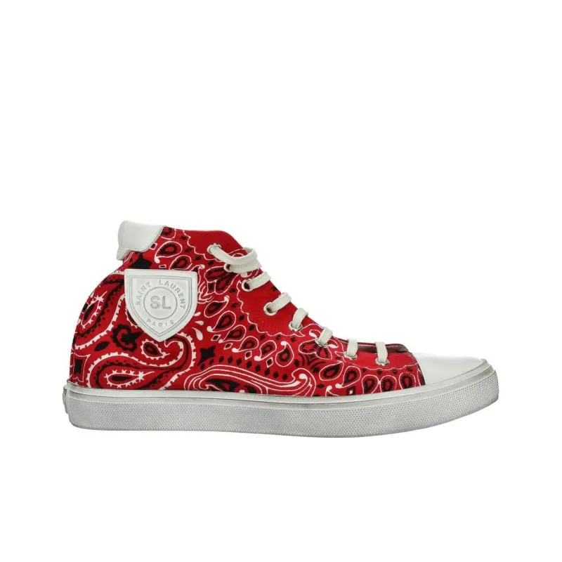 SAINT LAURENT High Top Skateboard Shoes Men's Red-1