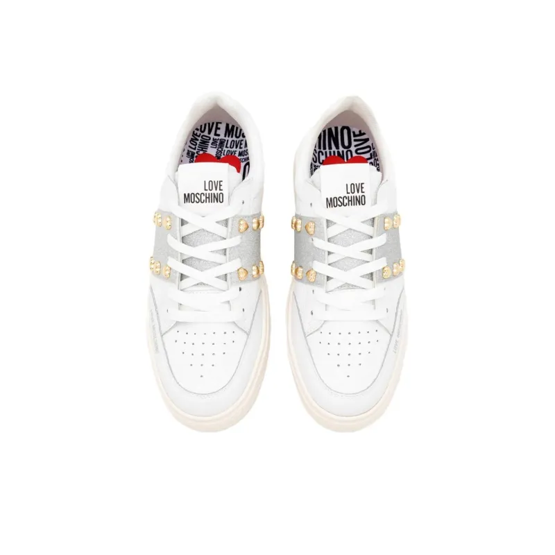 LOVE MOSCHINO Logo embossed Leather Sneakers-3