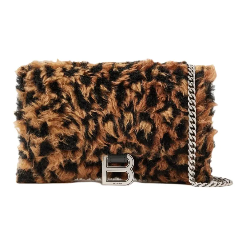 Balenciaga Faux Fur Shoulder Bag Crossbody Bag Women's Leopard Print-0