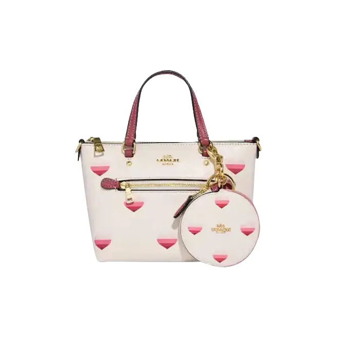 COACH Refined Pebble Leather Coin Purse Charm Bag Accessory Mini Women's White-5
