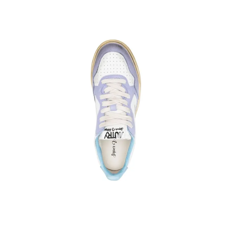 AUTRY Medalist Super Vintage Low Leather Sneakers 'White Purple Blue' Women's-4