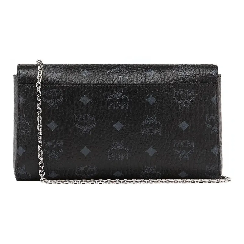 MCM Millie Visetos Coated Canvas Envelope Bag, Chain Bag, Shoulder Bag, Crossbody Bag Medium Size Women's Black-2