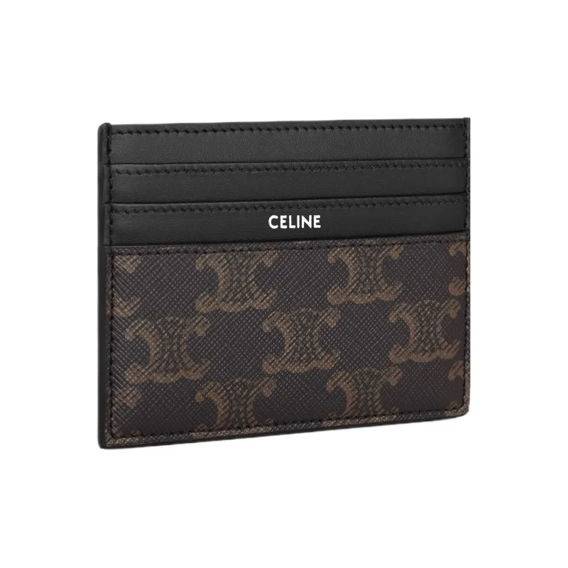 CELINE Cow Leather Card Holder Men's Black-2