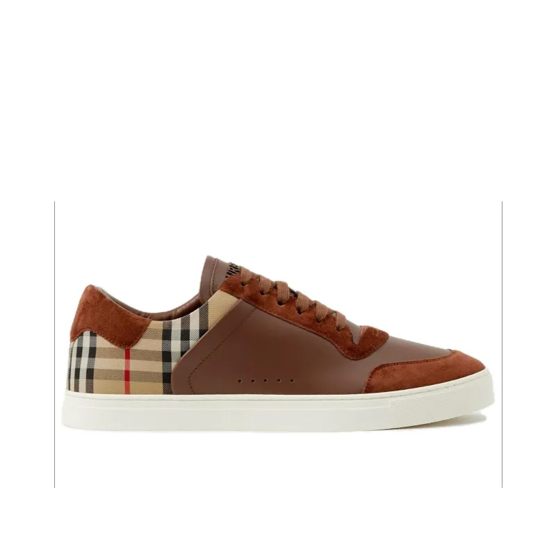 Burberry Low Top Skateboard Shoes Men's Brown Red-1