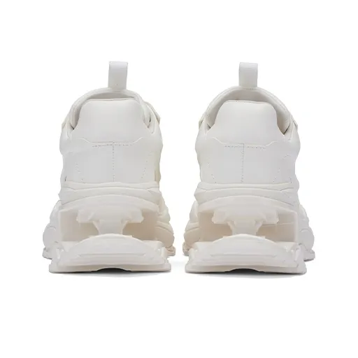 ZSBELLA Cushioned Slip-Resistant Height Increasing Low-Top Chunky Sneakers Women's Black White-4