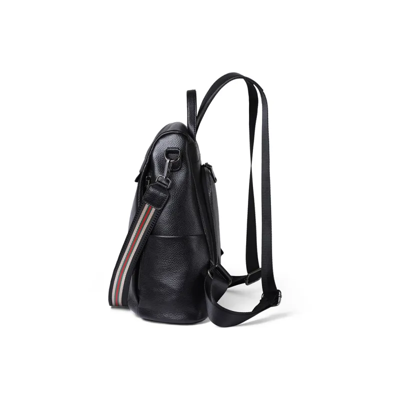 COMELY Cow Leather Patchwork Synthetic Leather Backpack Regular Women's Black-4