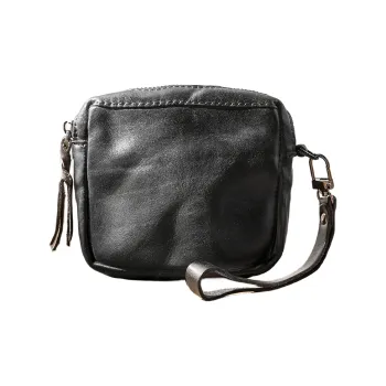 Back Step Top Grain Cow Leather Coin Purse Regular Unisex Black/Brown/Coffee