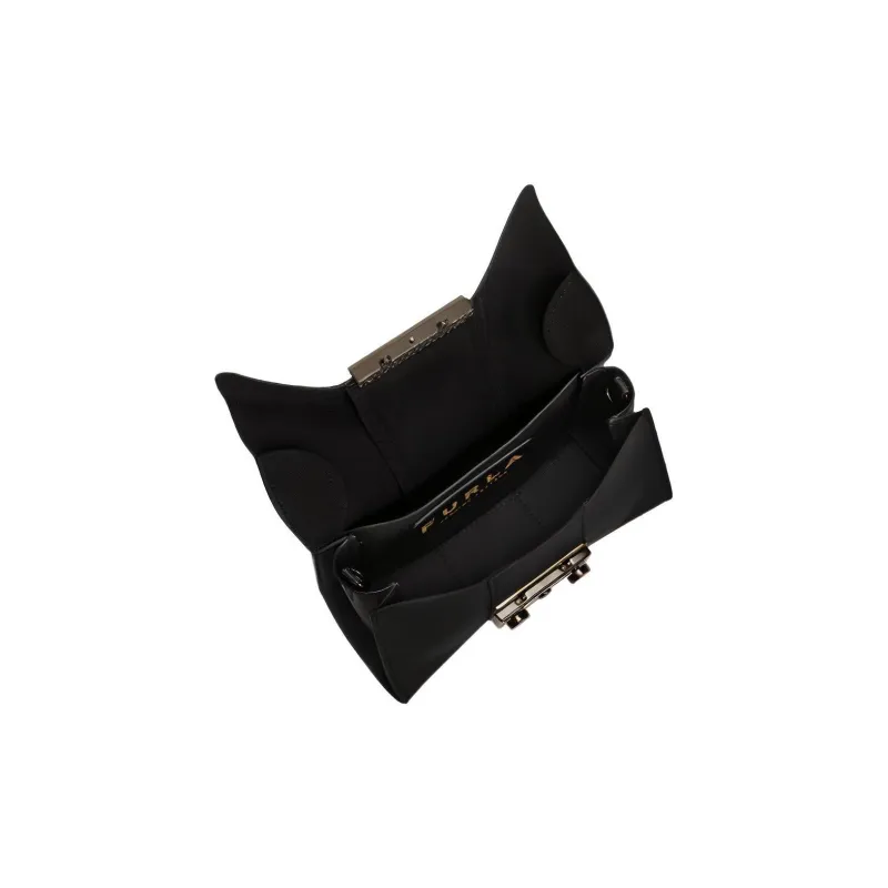 Furla Metropolis Collection Soft Smooth Leather Shoulder Bag, Crossbody Bag Mini Women's Black-4