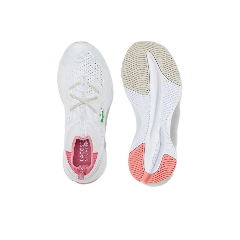 LACOSTE Wear Resistant Slip Resistant Low Top Casual Shoes Women's White Pink-4