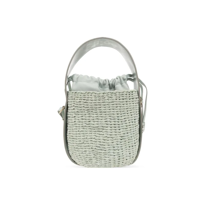 Chloe Woody Suede Bonded Leather Bucket Bags Shoulder Bag Crossbody Bag Handbag Small Size Women's Light Green-2
