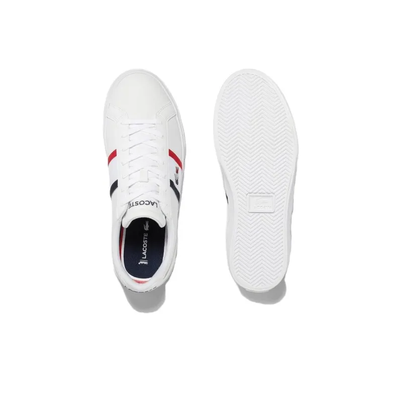LACOSTE Slip Resistant Low Top Skateboard Shoes Men's White Red Blue-5