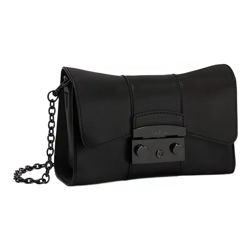Furla Metropolis Collection Soft Smooth Leather Shoulder Bag, Crossbody Bag Mini Women's Black-1