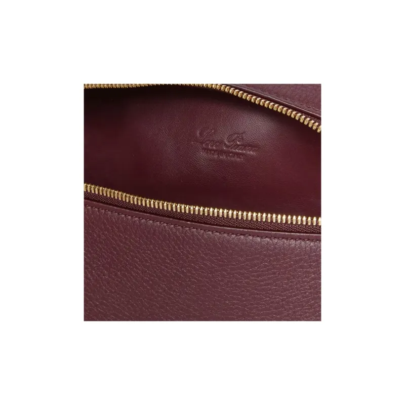 Loro Piana ExtraPocket Leather Makeup Bag Small Square Bag One Shoulder Handbag Women's Red Bean Color-3