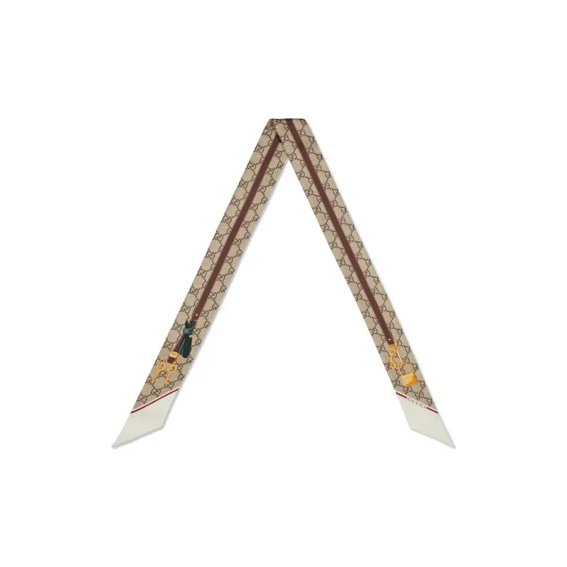 GUCCI Silk Scarves Women's Beige-1