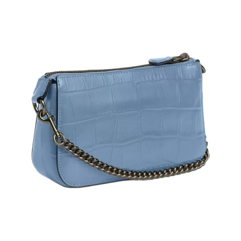 COACH Nolita Crocodile Embossed Leather Handbag Shoulder Bag Small Size Women's Bronze & Cornflower Blue-1