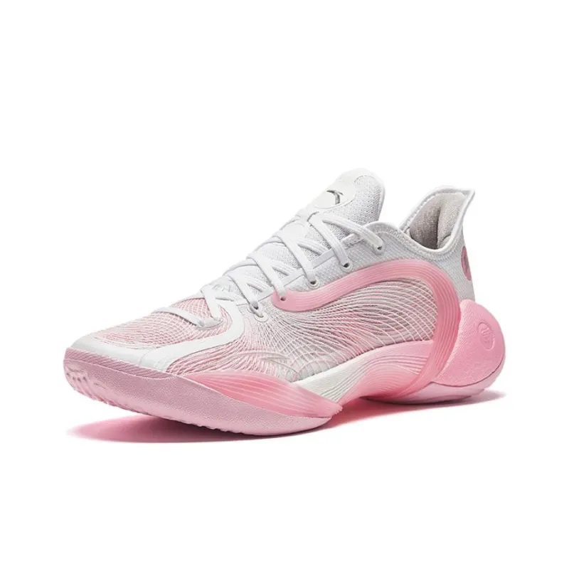 Anta Three Points Of Rain 2 Generations Cushioned Slip-Resistant Low-Top Basketball Shoes Men's Pink Lake-1