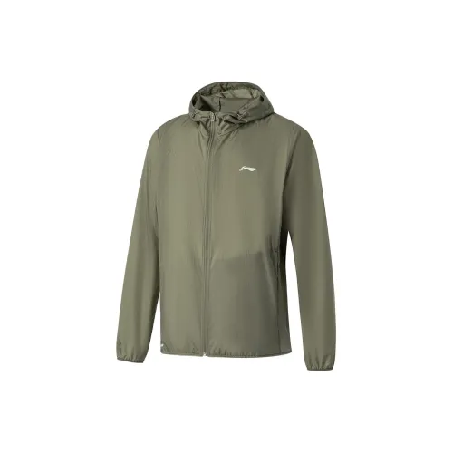LiNing Fitness Series Breathable Sun Protection Clothing Men's Army Sail Green