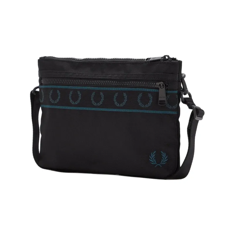 FRED PERRY Polyester Portable Crossbody Bag, Shoulder Bag Regular Men's Black-1