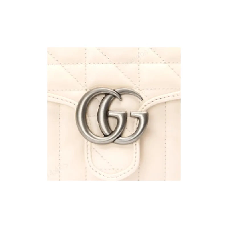 GUCCI Marmont Leather Messenger Bag, Handbag, Shoulder Bag, Crossbody Bag Mini Women's White-4