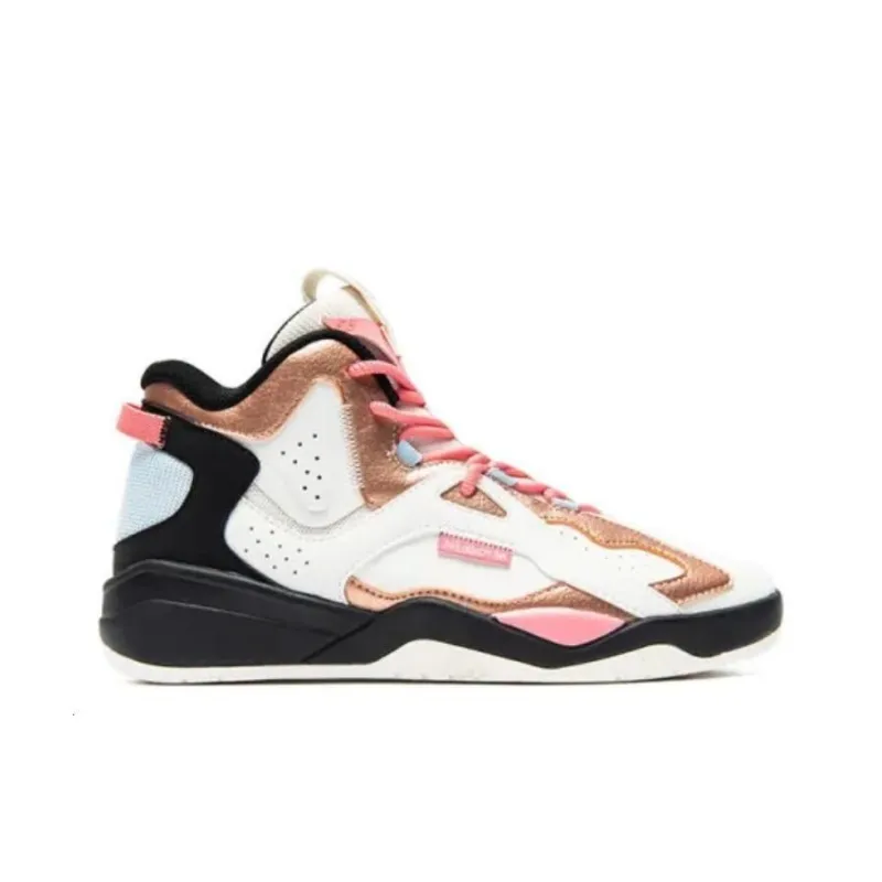 361° Cushioning Anti Slip And Wear Resistant High Top Casual Shoes Women's Black White Pink-1