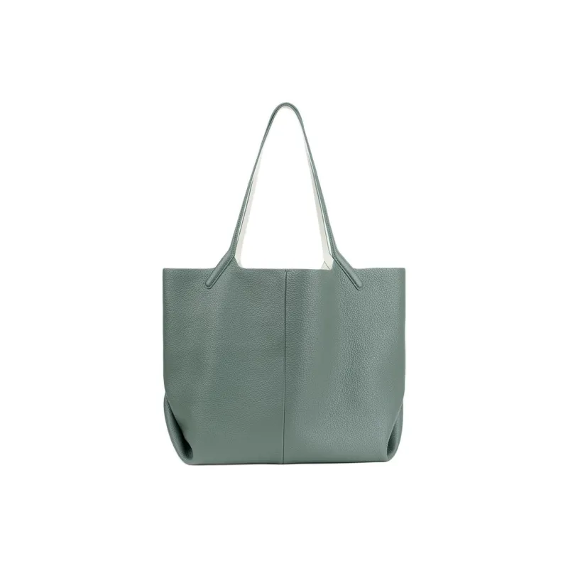 SUREN TC Grain Cow Leather Tote Bag Shopping Bag Handbag Shoulder Bag Women's Almond Green-3