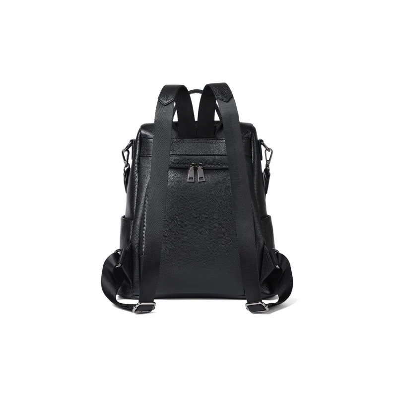 COMELY Cow Leather Patchwork Synthetic Leather Backpack Regular Women's Black-3