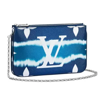 LOUIS VUITTON Pochette Double Zip Lv Escale Bleu