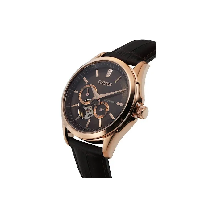 CITIZEN Automatic Mechanical Movement Leather Watch Bands Watch Men's Watches Coffee Watch Dial-1