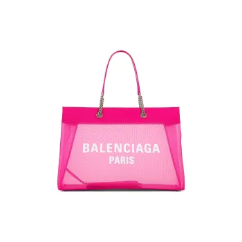 Balenciaga DUTY FREE Knitted Fabric Mesh Tote Bag Shopping Bag Shoulder Bag Handbag Large Size Women's Fuchsia