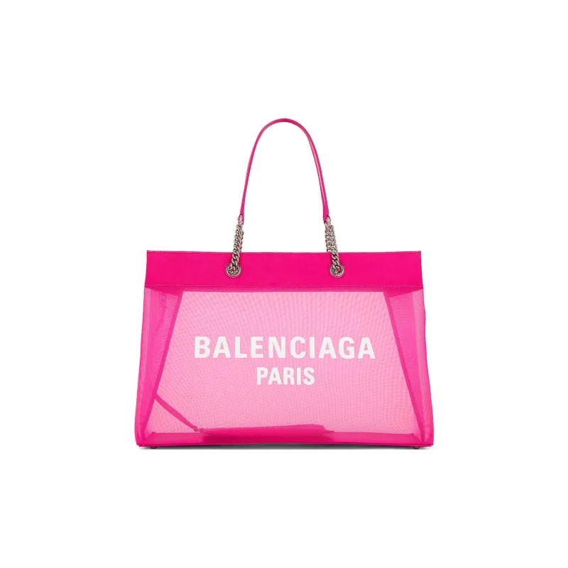 Balenciaga DUTY FREE Knitted Fabric Mesh Tote Bag Shopping Bag Shoulder Bag Handbag Large Size Women's Fuchsia-0
