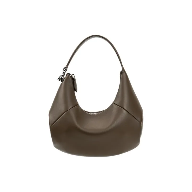 SUREN Top Grain Cow Leather Shoulder Bag, Handbag, Shoulder Bag Trumpets Unisex Mud Brown-3